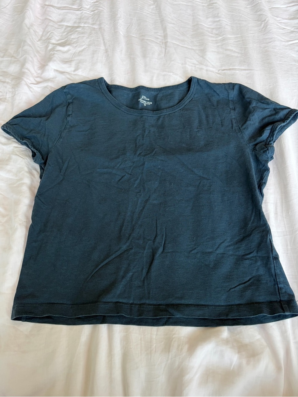 j.crew navy blue cotton cropped t-shirt